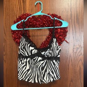 Zebra print tank top- straps are adjustable, size L